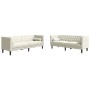 Set de sofás Chesterfield con cojines 2 piezas terciopelo crema de , Sofás - Ref: Foro24-3209298, Precio: 575,21 €, Descuento: %