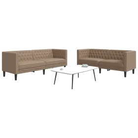Juego de sofás Chesterfield 2 piezas cuero sintético capuchino de , Sofás - Ref: Foro24-3209279, Precio: 603,75 €, Descuento: %