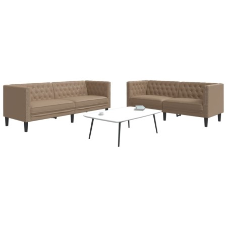 Juego de sofás Chesterfield 2 piezas cuero sintético capuchino de , Sofás - Ref: Foro24-3209279, Precio: 603,75 €, Descuento: %