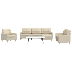 Juego de sofás con reposapiés 4 piezas tela crema de , Sofás - Ref: Foro24-3278297, Precio: 686,05 €, Descuento: %