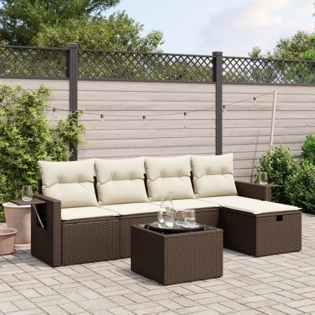 Set sofás de jardín 6 piezas y cojines ratán sintético marrón de , Conjuntos de jardín - Ref: Foro24-3263789, Precio: 359,52 ...