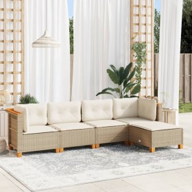 Juego de sofás jardín con cojines 5 pzas ratán sintético beige de , Conjuntos de jardín - Ref: Foro24-3261787, Precio: 368,77...