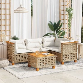 Juego de sofás jardín con cojines 5 pzas ratán sintético beige de , Conjuntos de jardín - Ref: Foro24-3261808, Precio: 430,53...