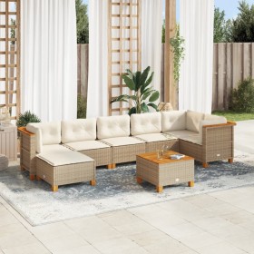 Set de sofás de jardín y cojines 8 piezas ratán sintético beige de , Conjuntos de jardín - Ref: Foro24-3261931, Precio: 557,8...