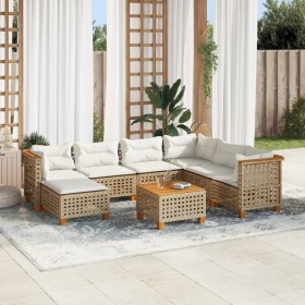 Set de sofás de jardín y cojines 8 piezas ratán sintético beige de , Conjuntos de jardín - Ref: Foro24-3261946, Precio: 641,7...