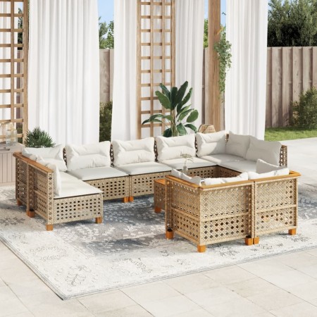 Juego de sofás jardín con cojines beige 10 pzas ratán sintético de , Conjuntos de jardín - Ref: Foro24-3262000, Precio: 816,2...