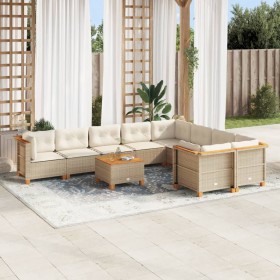 Juego de sofás jardín con cojines beige 10 pzas ratán sintético de , Conjuntos de jardín - Ref: Foro24-3262009, Precio: 709,7...