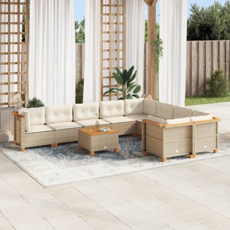 Juego de sofás jardín con cojines beige 10 pzas ratán sintético de , Conjuntos de jardín - Ref: Foro24-3262009, Precio: 709,7...