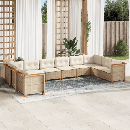 Juego de sofás jardín con cojines beige 10 pzas ratán sintético de , Conjuntos de jardín - Ref: Foro24-3262021, Precio: 745,5...