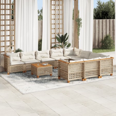 Set de sofás de jardín 11pzas con cojines ratán sintético beige de , Conjuntos de jardín - Ref: Foro24-3262042, Precio: 882,4...