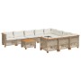 Set de sofás de jardín 11pzas con cojines ratán sintético beige de , Conjuntos de jardín - Ref: Foro24-3262042, Precio: 882,4...