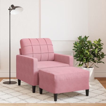 Sillón con taburete terciopelo rosa 60 cm de , Sofás - Ref: Foro24-3278260, Precio: 212,89 €, Descuento: %