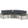 Sofá de jardín forma de L cojines y reposapiés ratán PE gris de , Sofás de exterior - Ref: Foro24-365895, Precio: 352,17 €, D...
