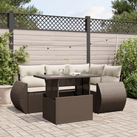 Set comedor de jardín 5 piezas y cojines ratán sintético marrón de , Conjuntos de jardín - Ref: Foro24-3268513, Precio: 412,1...