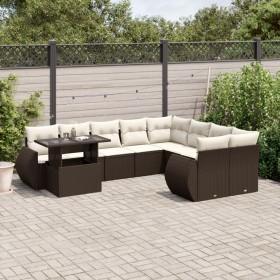 Set de sofás de jardín 10 pzas y cojines ratán sintético marrón de , Conjuntos de jardín - Ref: Foro24-3268773, Precio: 748,1...