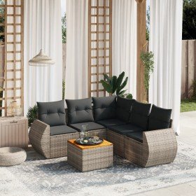 Set de muebles de jardín 6 pzas y cojines ratán sintético gris en Conjuntos de jardín | Comprar online en Foru.es