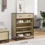 Zapatero de madera y metal roble Sonoma 75x38x97,5 cm de , Zapateros y organizadores de calzado - Ref: Foro24-3300876, Precio...