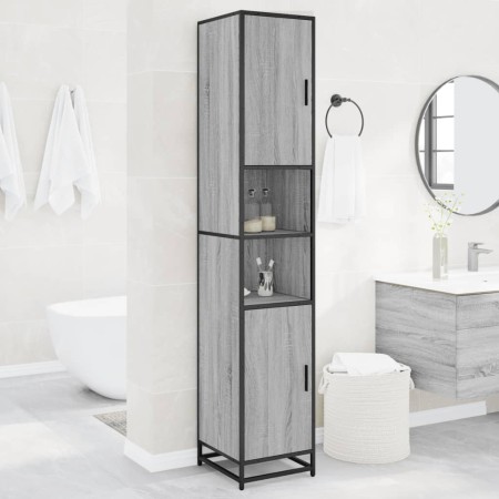 Armario de baño madera y metal gris Sonoma 35x37,5x188,5 cm de , Muebles de baño - Ref: Foro24-3300883, Precio: 149,29 €, Des...