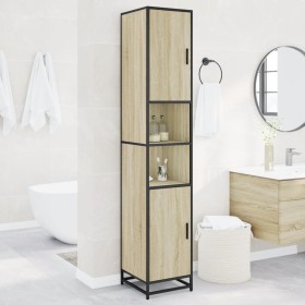 Armario de baño madera y metal roble Sonoma 35x37,5x188,5 cm de , Muebles de baño - Ref: Foro24-3300881, Precio: 142,21 €, De...