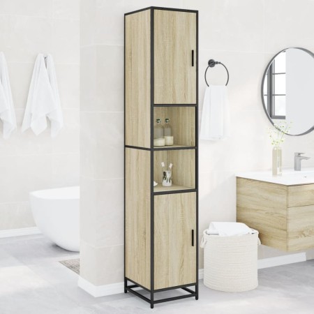 Armario de baño madera y metal roble Sonoma 35x37,5x188,5 cm de , Muebles de baño - Ref: Foro24-3300881, Precio: 142,21 €, De...