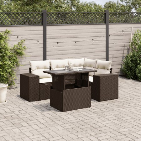 Set comedor de jardín 5 piezas y cojines ratán sintético marrón de , Conjuntos de jardín - Ref: Foro24-3269143, Precio: 409,5...