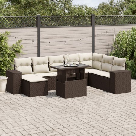 Set de sofás de jardín 9 pzas y cojines ratán sintético marrón de , Conjuntos de jardín - Ref: Foro24-3269363, Precio: 635,58...