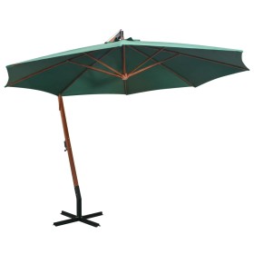 Sombrilla colgante con palo de madera verde 350 cm de , Sombrillas - Ref: Foro24-42965, Precio: 235,41 €, Descuento: %