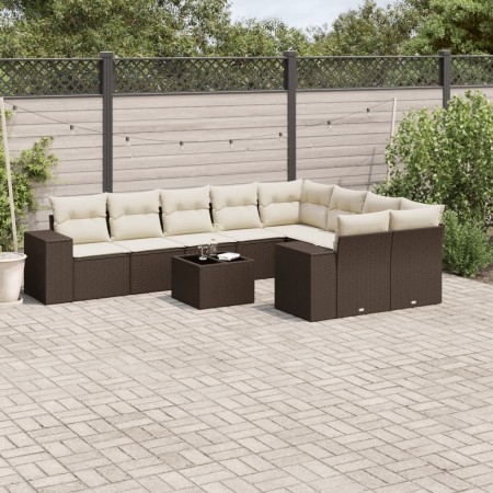 Set de sofás de jardín 10 pzas y cojines ratán sintético marrón de , Conjuntos de jardín - Ref: Foro24-3223052, Precio: 643,7...