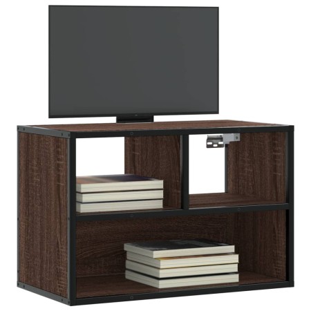 Mueble TV madera ingeniería y metal marrón roble 60x31x39,5 cm de , Muebles TV - Ref: Foro24-848918, Precio: 42,31 €, Descuen...