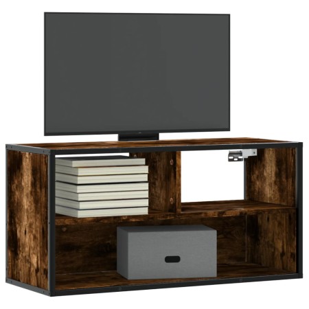 Mueble TV metal y madera contrachapada roble humo 80x31x39,5 cm de , Muebles TV - Ref: Foro24-848926, Precio: 46,42 €, Descue...