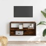 Mueble TV metal y madera contrachapada roble humo 80x31x39,5 cm de , Muebles TV - Ref: Foro24-848926, Precio: 46,42 €, Descue...