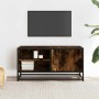 Mueble TV metal y madera ingeniería roble humo 80x34,5x40 cm de , Muebles TV - Ref: Foro24-848821, Precio: 64,87 €, Descuento: %