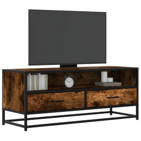 Mueble TV metal y madera ingeniería roble ahumado 100x34,5x40cm de , Muebles TV - Ref: Foro24-848816, Precio: 86,49 €, Descue...