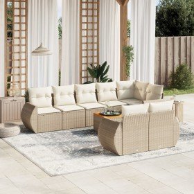 Set de sofás de jardín 9 pzas con cojines ratán sintético beige en Conjuntos de jardín | Comprar online en Foru.es