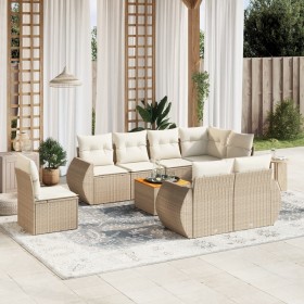 Set de sofás de jardín 9 pzas con cojines ratán sintético beige en Conjuntos de jardín | Comprar online en Foru.es
