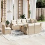 Set de sofás de jardín 9 pzas con cojines ratán sintético beige en Conjuntos de jardín | Comprar online en Foru.es