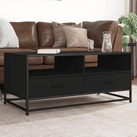 Mesa de centro madera de ingeniería y metal negro 100x50x45 cm de , Mesas de centro - Ref: Foro24-848784, Precio: 102,17 €, D...