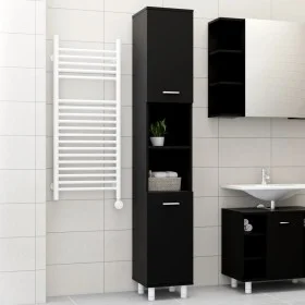 Armario de baño madera contrachapada negro 30x30x179 cm de vidaXL, Muebles de baño - Ref: Foro24-802625, Precio: 76,75 €, Des...
