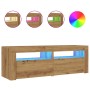 Mueble de TV luces LED madera roble artisan 120x35x40 cm de , Muebles TV - Ref: Foro24-856320, Precio: 103,94 €, Descuento: %
