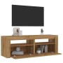 Mueble de TV luces LED madera roble artisan 120x35x40 cm de , Muebles TV - Ref: Foro24-856320, Precio: 103,94 €, Descuento: %