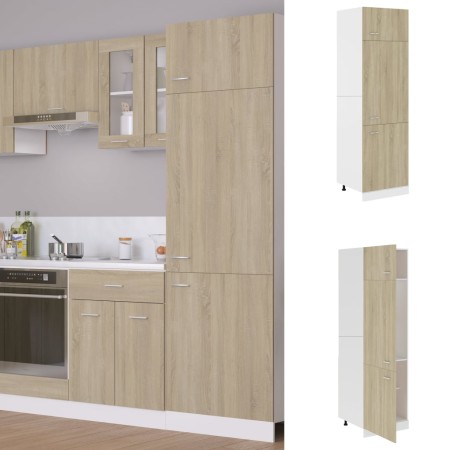 Armario de frigorífico contrachapada color roble 60x57x207 cm de vidaXL, Armarios de cocina - Ref: Foro24-802541, Precio: 187...