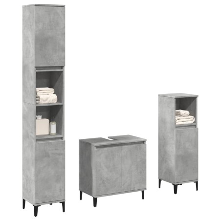 Set muebles de baño 2 piezas madera contrachapada gris hormigón de , Muebles de baño - Ref: Foro24-3324948, Precio: 157,89 €,...