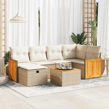 Set sofás de jardín 7 piezas y cojines ratán sintético beige de , Conjuntos de jardín - Ref: Foro24-3326034, Precio: 501,70 €...
