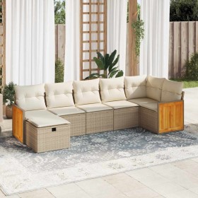 Set sofás de jardín 7 piezas y cojines ratán sintético beige de , Conjuntos de jardín - Ref: Foro24-3326041, Precio: 477,31 €...