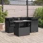 Set de muebles de jardín 5 pzas y cojines ratán sintético negro de , Conjuntos de jardín - Ref: Foro24-3326146, Precio: 402,4...