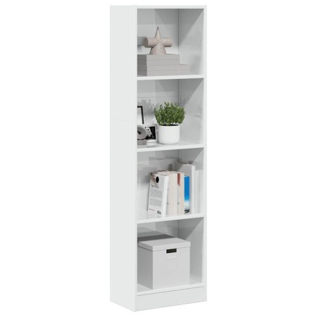 Estantería madera de ingeniería blanco brillo 40x24x143 cm de , Librerías y estanterías - Ref: Foro24-858304, Precio: 67,51 €...