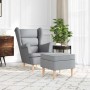 Sillón con reposapiés tela gris claro de , Sillones - Ref: Foro24-3307989, Precio: 265,56 €, Descuento: %