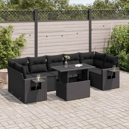 Set de sofás de jardín y cojines 8 piezas ratán sintético negro de , Conjuntos de jardín - Ref: Foro24-3326436, Precio: 589,1...