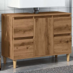 Mueble de lavabo madera ingeniería roble artisan 80x33x60 cm de , Tocadores de baño - Ref: Foro24-857127, Precio: 95,32 €, De...