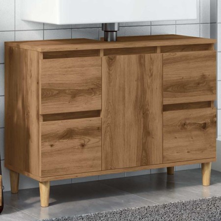 Mueble de lavabo madera ingeniería roble artisan 80x33x60 cm de , Tocadores de baño - Ref: Foro24-857127, Precio: 95,32 €, De...